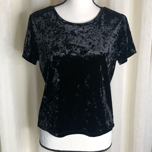 Aeropostale Black Crushed Velvet Top - Picture 1 of 7